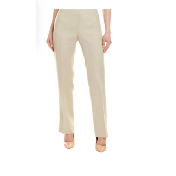Lafayette 148 Barrow Cream Barrow Linen Pleated Slacks SZ 4P Office Siren - Picture 1 of 8